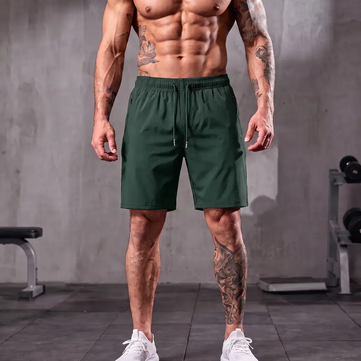 Short Masculino Bermuda Esportiva Slim Fit Secagem Rápida Verde Militar G