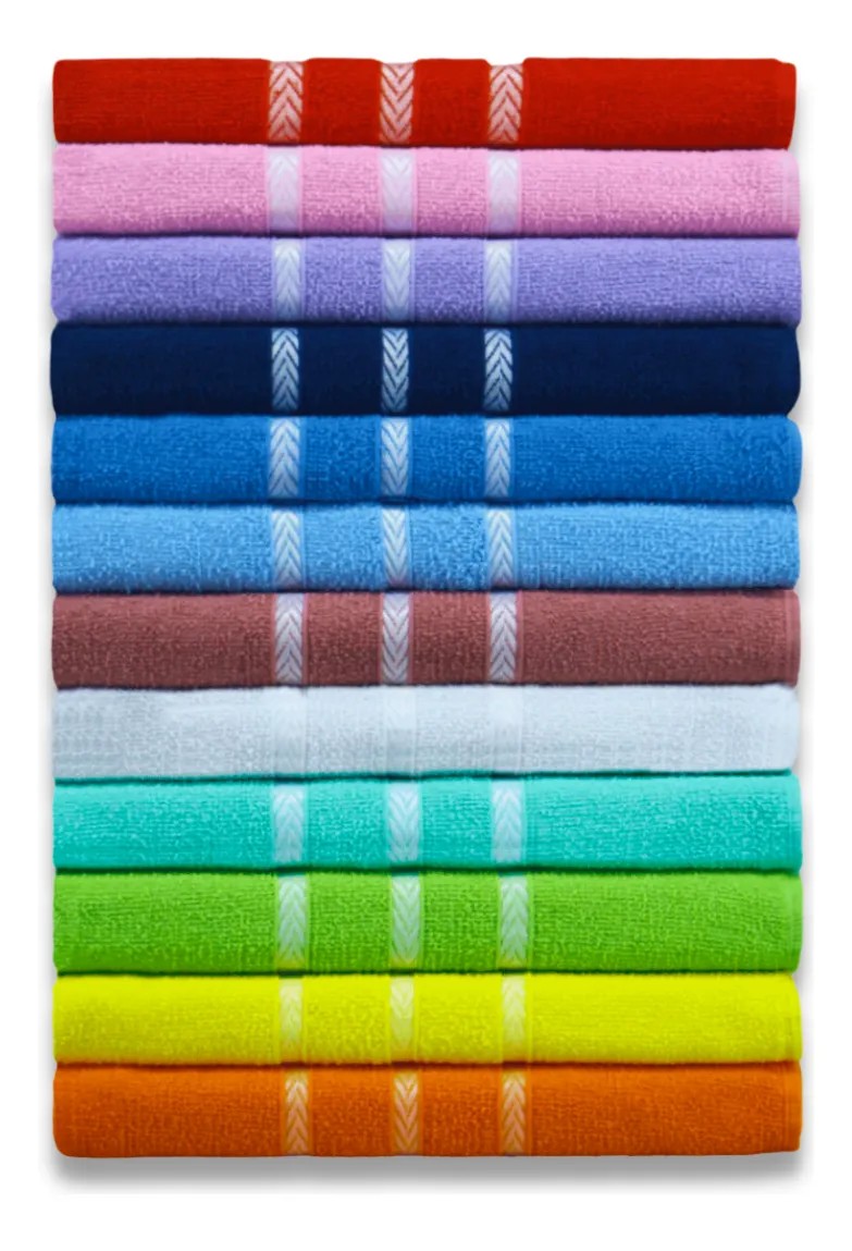Kit 10 Toalha De Rosto 40x70cm 100% Algodão Alta Absorção Sortido