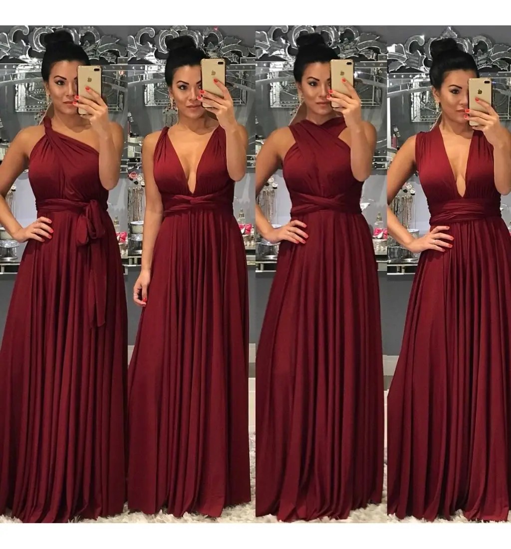 Vestido Várias Formas Multiuso Longo Multiformas Marsala Gg- 48