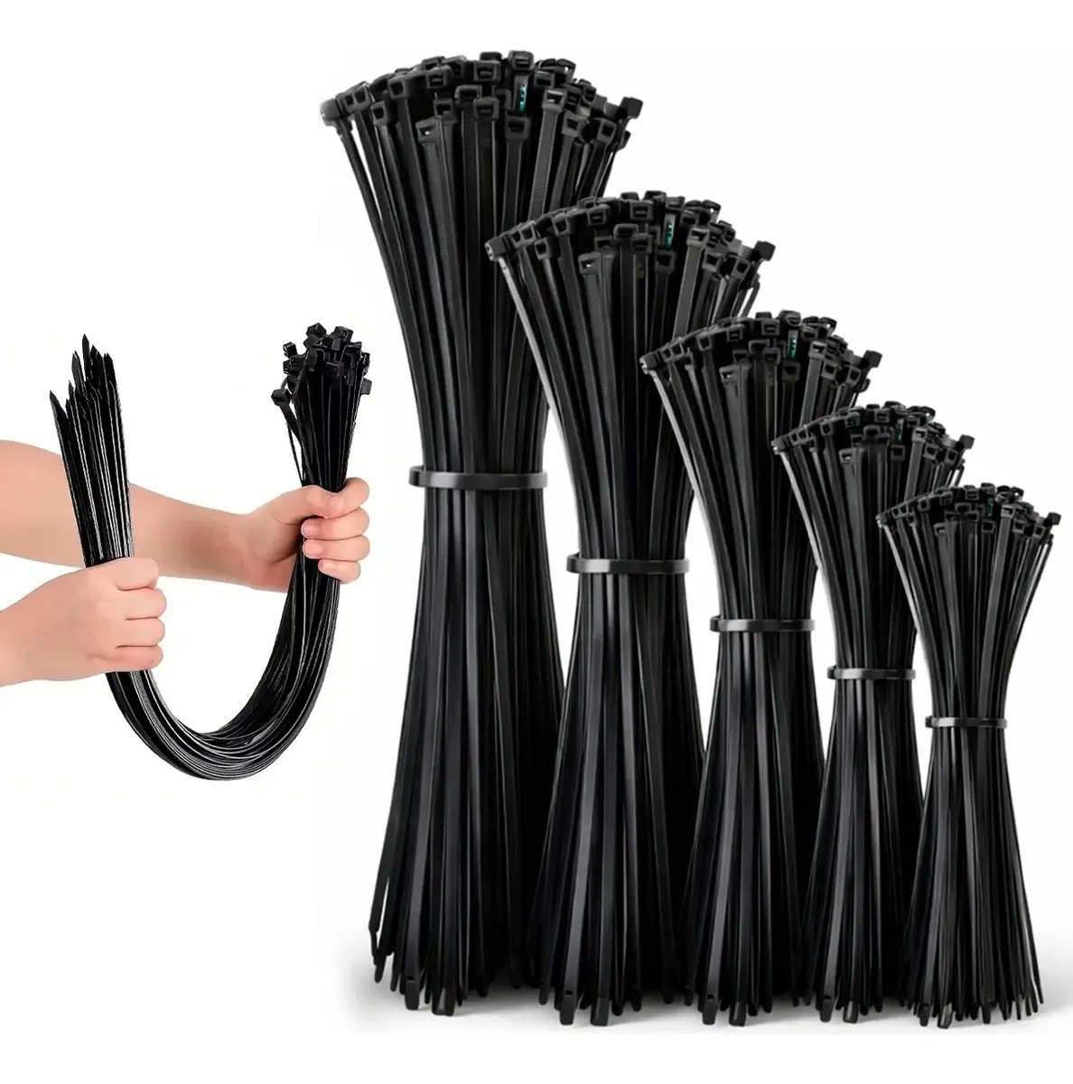 Kit 500 Fita Hellerman Cinta Plástica Enforca Gato 5 Tamanho Preto