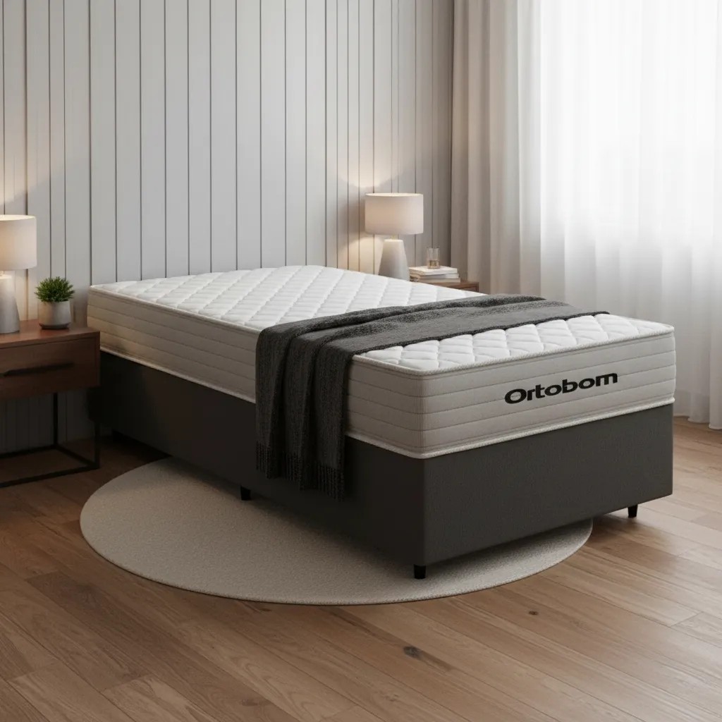 Cama Box + Colchão De Mola Ensacada Ortobom Plenno Solteiro Preto