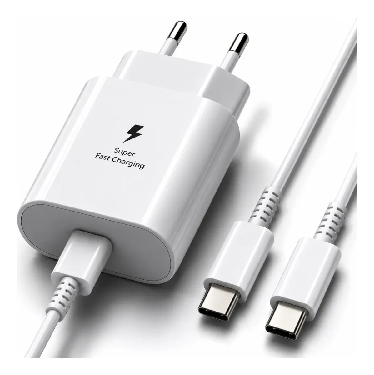 Carregador Turbo Usb-c Para Galaxy A15 A14 A25 A35 S23 S24 Branco