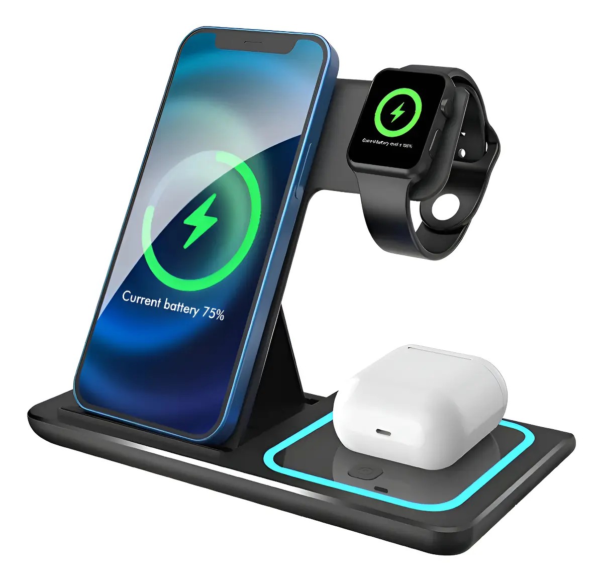Carregador Sem Fio 3 Em 1 Compatível Com Android