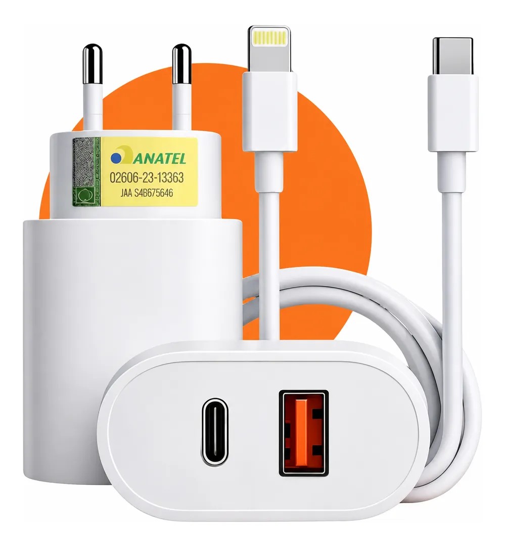 Carregador Turbo 40w Para iPhone Carregador De Celular Usb C Branco