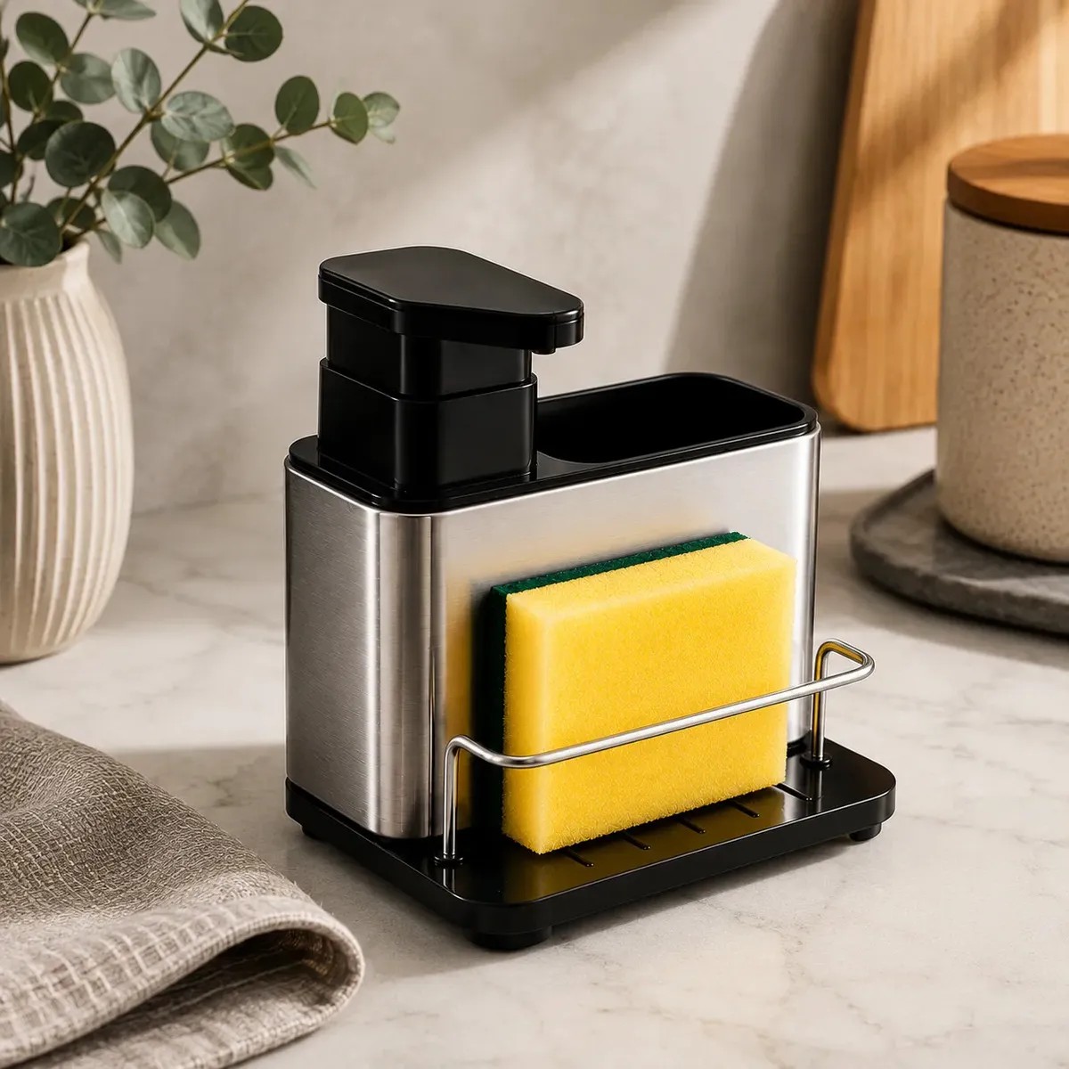 Porta Detergente Inox Dispenser Sabão Líquido Organizador Pia Cozinha