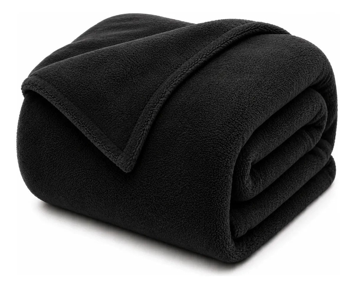 Cobertor Life Tex II Microfibra casal cor preto com design liso de 200cm x 180cm
