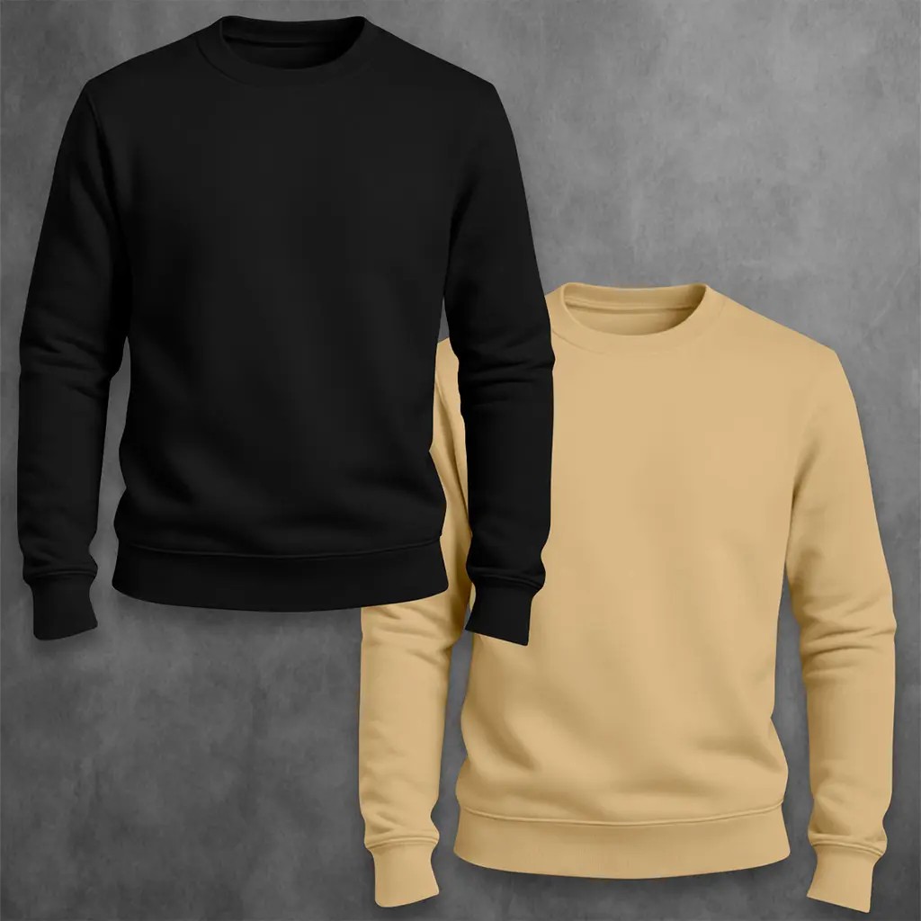 Kit 2 Blusa Moletom Masculino Liso Gola Redonda Algodão