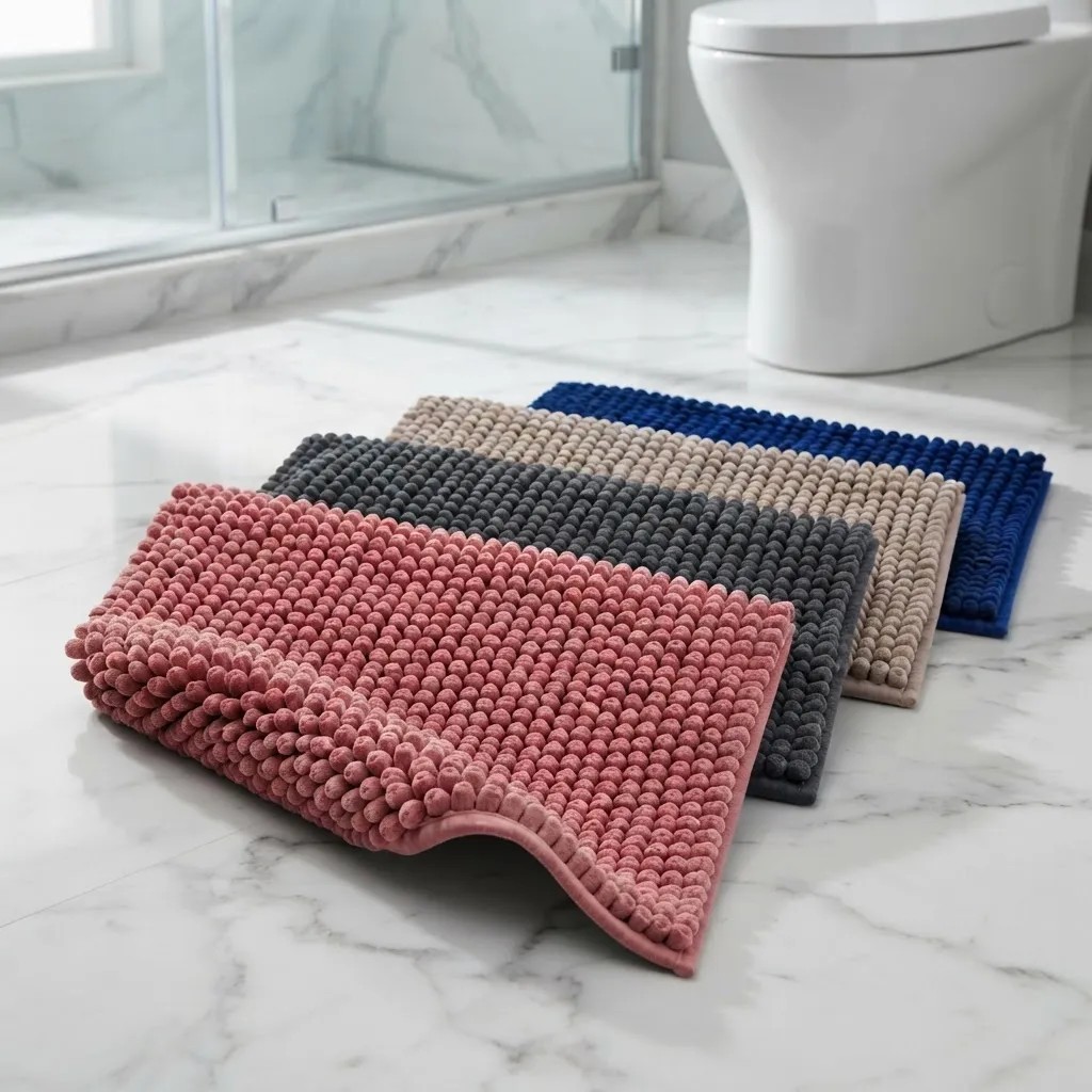 Kit 4 Tapetes Banheiro Antiderrapante Macio Absorvente Aleatório Bolinha
