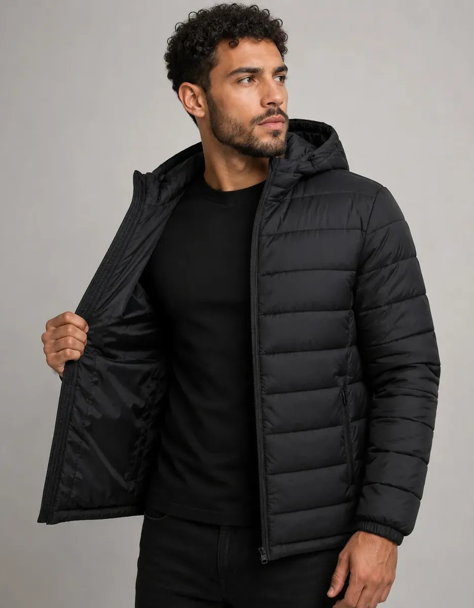Jaqueta Puffer Bobojaco Corta Vento Nylon Frio Reforçada Preto M