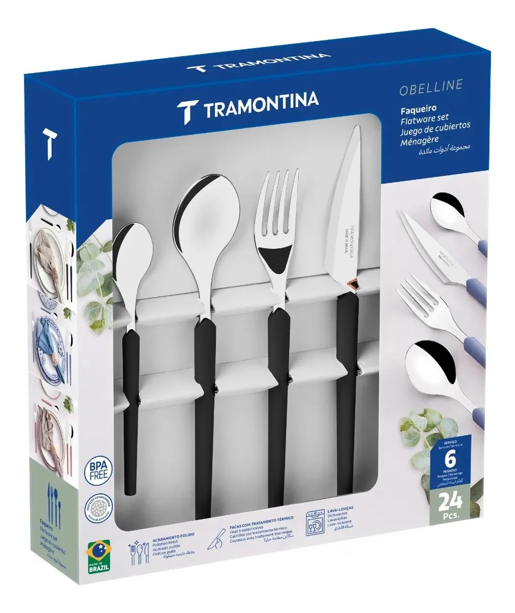 Tramontina Faqueiro 24 Peças Obelline 23599031 Preto Preto