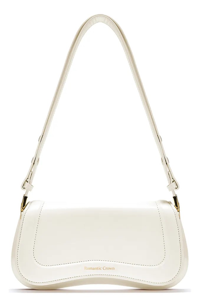 Bolsa Feminina Casual Transversal Dia Dia Branco Liso Níquel