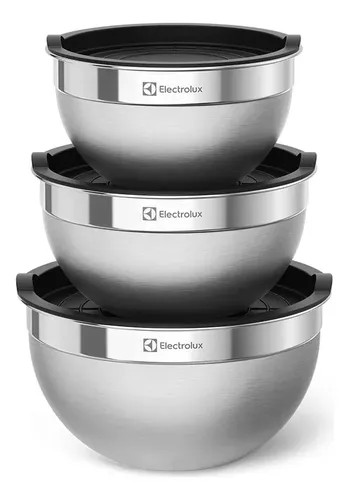 Conjunto Bowls Tigelas Inox Com Tampa Plástica - Electrolux - R$ 99,9