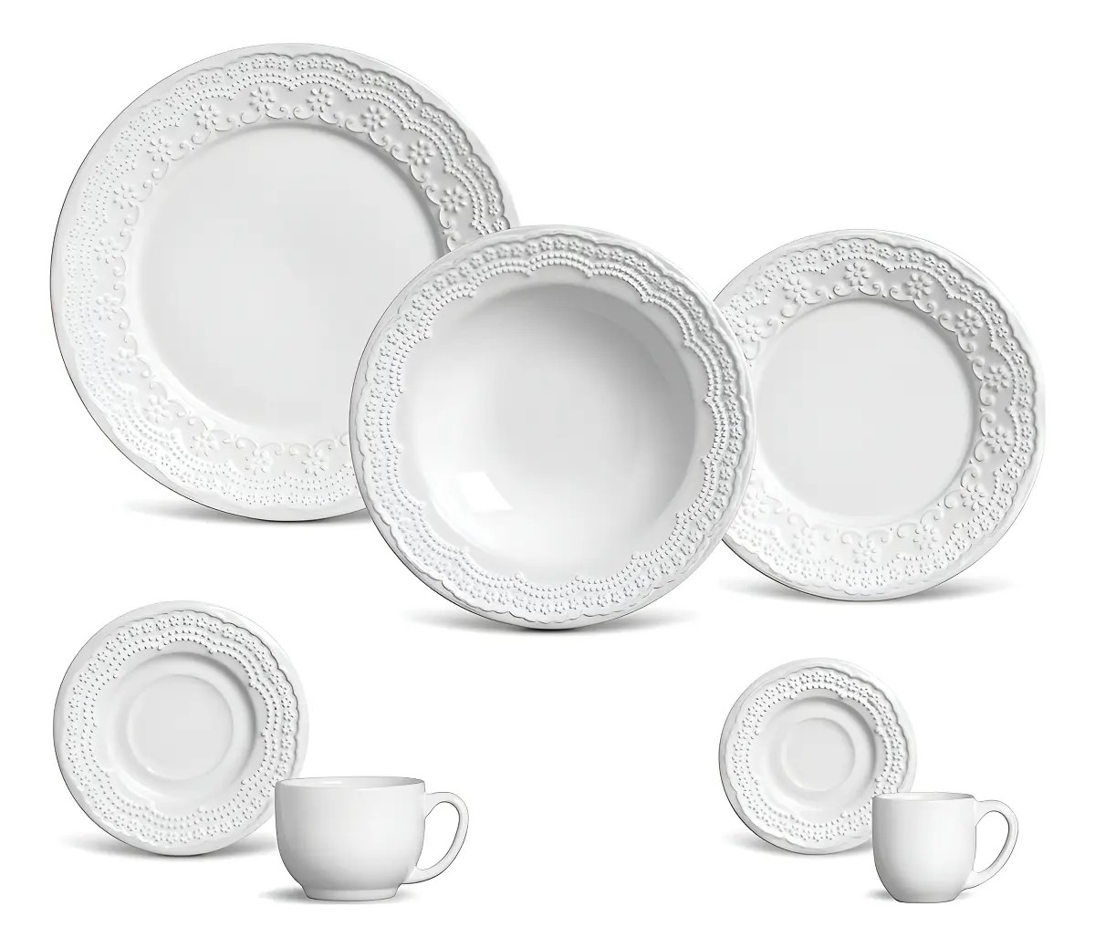 Aparelho de Jantar 42 Peças Porto Brasil Ravenna Branco Louça - R$ 619,9