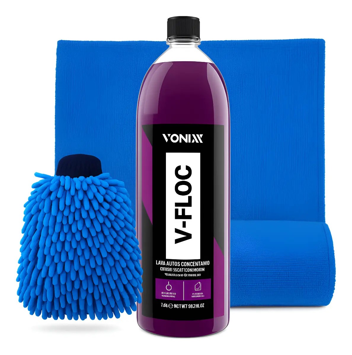 Shampoo Automotivo Vonixx V-floc 1,5l + Pano + Luva Microfibra