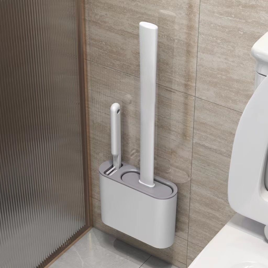 Escova de Silicone 2 em 1 para Vaso Sanitário - Base de Banheiro Privada, Alta Eficiênci