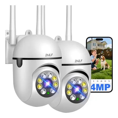 2 Un Câmera de Segurança WiFi 4MP Ultra HD Câmera de Vigilância com Alarme Foco 360° Visão Noturna em Cores