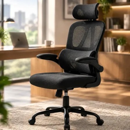 Cadeira Escritório Ergonômica Mesh Suporte Lombar Sitolia Preto Malha